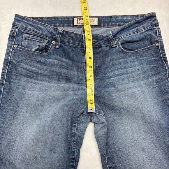 LEI Low Rise Bootcut Jeans Womens Y2K Stretch Denim Embroidered Pockets 13 SHORT - Picture 11 of 13